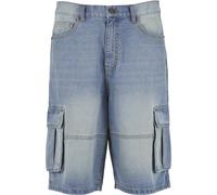 Shorts URBAN CLASSICS "Urban Classics Relaxed Denim Cargo Shorts", Herren, Gr. 34, Normalgrößen, new light blau dirty washed, 100% Baumwolle, unifarben, relaxed fit, Hosen Shorts (81998941-34) new lig