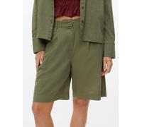 Shorts VERO MODA "VMCAIA BERMUDA WVN NOOS", Damen, Gr. M, N-Gr, deep lichen grün, Web, Obermaterial: 90% Baumwolle, 10% Leinen, unifarben, regular fit kurz, Hosen Shorts, Baumwollmischung, regular fit