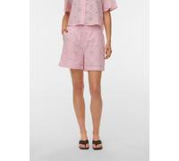Shorts VERO MODA "VMELIZA HW SHORTS WVN NOOS", Damen, Gr. M (38), N-Gr, pink, a, boo, Web, Obermaterial: 100% Baumwolle, unifarben, kurz, Hosen Shorts, Baumwolle, high waist, Allover - Stickerei (4684