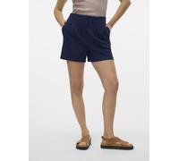 Shorts VERO MODA "VMJESMILO HW SHORTS WVN NOOS", Damen, Gr. M (38), N-Gr, navy blazer, Web, Obermaterial: 55% Viskose, 45% Leinen, unifarben, regular fit kurz, Hosen Shorts, Viskosemischung, regular f
