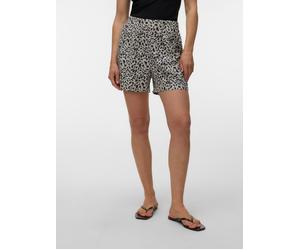 Shorts VERO MODA "VMJESMILO HW SHORTS WVN NOOS", Damen, Gr. S (36), N-Gr, silber lining aop:sus leo obsidian, Web, Obermaterial: 55% Viskose, 45% Leinen, bedruckt, regular fit kurz, Hosen Shorts, Visk