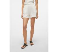 Shorts VERO MODA "VMNATALI HW SHORTS NOOS", Damen, Gr. XS (34), N-Gr, weiß (snow weiß), Web, Obermaterial: 100% Baumwolle, unifarben, relaxed fit kurz, Hosen Shorts (47895803-XS) snow weiß