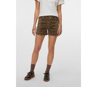 Shorts VERO MODA "VMTESS MR DENIM AOP SHORTS NOOS", Damen, Gr. XS (34), N-Gr, silber (silber mink aop:leopard), Web, Obermaterial: 97% Baumwolle, 3% Elasthan, animal-print, bedruckt, regular fit kurz,
