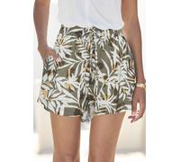 Shorts VIVANCE, Damen, Gr. 40, N-Gr, grün (grün, creme bedruckt), Jersey, Obermaterial: 100% Viskose, bedruckt, figurumspielend kurz, Hosen Shorts, mit Alloverdruck aus Viskosejersey, kurze Hose mit T