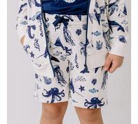 Shorts Weiß Wal & Meerestiere Allover Bio-Baumwolle GOTS - Walkiddy 116