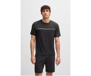 Shorty BOSS "Bamboo Short Set", Herren, Gr. XXL, grau (dunkelgrau 021), Jersey, Obermaterial: 94% Viskose, 6% Elasthan, regular fit, Rundhals, Homewear-Sets Shorty (42667856-XXL) dunkelgrau 021