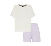 Shorty BOSS "Element Short Set", Damen, Gr. L, open lila 553, Obermaterial: 95% Viskose, 5% Elasthan, unifarben, normal normal, Rundhals, Homewear-Sets Shorty (78322338-L) open lila 553