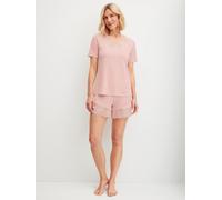 Shorty CALIDA "Elegant Dreams", Damen, Gr. S (40/42), peach rose, Single Jersey, Obermaterial: 95% Modal (TENCEL™), 5% sonstige Fasern, bequem kurz, V-Ausschnitt, Homewear-Sets Shorty, feminine Detail