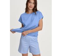 Shorty CALIDA "Lovely Nights", Damen, Gr. S (40/42), blau (hydrangea blau), Single Jersey, Obermaterial: 100% Baumwolle, kurz, Rundhals, Homewear-Sets Shorty, Rundhalsausschnitt, Baumwolle, kurzärmeli
