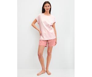 Shorty CALIDA "Lovely Nights", Damen, Gr. XS (36/38), peach cream, Single Jersey, Obermaterial: 100% Baumwolle, kurz, Rundhals, Homewear-Sets Shorty, Rundhalsausschnitt, Baumwolle, kurzärmelig (838851