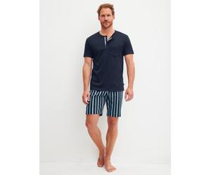 Shorty CALIDA "Relax Choice", Damen, Gr. S (46/48), saphir blau, Interlock, Obermaterial: 100% Baumwolle, bequem kurz, Rundhals, Homewear-Sets Shorty, atmungsaktiv, Baumwolle, Oberteil mit Knopfleiste