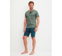 Shorty CALIDA "Relax Imprint 1", Damen, Gr. L (52/54), laurel grün, Single Jersey, Obermaterial: 100% Baumwolle, bequem kurz, Serafino, Homewear-Sets Shorty, Relaxter Schnitt (68471238-L) laurel grün