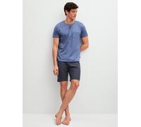Shorty CALIDA "Relax Imprint 1", Damen, Gr. XL (56), blau (coastal fjord), Single Jersey, Obermaterial: 100% Baumwolle, bequem kurz, Serafino, Homewear-Sets Shorty, Relaxter Schnitt (45887848-XL) coas