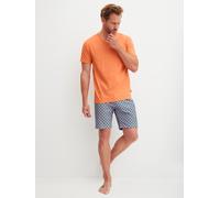 Shorty CALIDA "Relax Imprint 4", Damen, Gr. M (50), juicy orange, Single Jersey, Obermaterial: 100% Baumwolle, bequem kurz, V-Ausschnitt, Homewear-Sets Shorty, mit V-Ausschnitt und kurzen Ärmeln, Hose