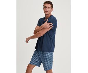 Shorty CALIDA "Relax Streamline 1", Damen, Gr. L (52/54), blau (insignia blau), Interlock, Obermaterial: 100% Baumwolle, bequem kurz, V-Ausschnitt, Homewear-Sets Shorty, weich, Interlock-Qualität, kur