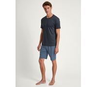 CALIDA Relax Streamline Kurz-Pyjama Herren, aus 100% Baumwolle, Hose mit stoffbezogenem Gummibund