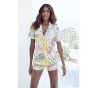 Shorty, Damen, Gr. 44/46, bunt (gemustert, allover), Single Jersey, Obermaterial: 50% Baumwolle, 50% Viskose, VIVANCE DREAMS BY LASCANA, gemustert, bequem kurz, V-Ausschnitt, Homewear-Sets Shorty, mit