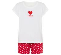 Shorty, Damen, Gr. 44/46, ecru, rot, Single Jersey, Obermaterial: 100% Baumwolle, VIVANCE DREAMS BY LASCANA, bedruckt, unifarben, bequem hüftlang, Rundhals, angeschnitten, Homewear-Sets Shorty, mit sü