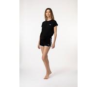 Shorty FILA "WOMAN JERSEY TOP + TERRY SPONGE SHORTS PYJAMAS", Damen, Gr. S, schwarz, Frottee, Obermaterial: 100% Baumwolle. Obermaterial 2: 80% Baumwolle, 20% Polyester, unifarben, regular fit kurz, R