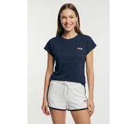 Shorty FILA "WOMAN JERSEY TOP + TERRY SPONGE SHORTS PYJAMAS", Damen, Gr. XL, weiß (weiß blau), Frottee, Obermaterial: 100% Baumwolle. Obermaterial 2: 80% Baumwolle, 20% Polyester, unifarben, regular f