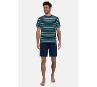 Shorty GÖTZBURG "Bray", Herren, Gr. 50 (M), grün (grün, mittel, ringel), Single Jersey, Obermaterial: 60% Baumwolle, 40% Polyester, gestreift, unifarben, bequem kniefrei, Rundhals, Homewear-Sets Short