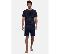 Shorty GÖTZBURG "Glasgow", Herren, Gr. 50, blau, dunkel, allover, Single Jersey, Obermaterial: 60% Baumwolle, 40% Polyester, bequem kurz, Rundhals, gerader Abschluss, Homewear-Sets Shorty, kurz, gemus