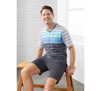 Shorty HAJO, Herren, Gr. 44/46, schwarz (anthrazit, hellgrau, geringelt), 62% Baumwolle, 38% Polyester, Homewear-Sets Shorty (25547429-44) anthrazit, hellgrau, geringelt