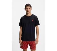 Shorty HUGO UNDERWEAR "Aaron", Herren, Gr. S (48), schwarz, rot, Jersey, Obermaterial: 95% Baumwolle, 5% Elasthan, regular fit, Rundhals, Homewear-Sets Shorty, aus Stretch-Baumwolle mit Stack-Logos, r