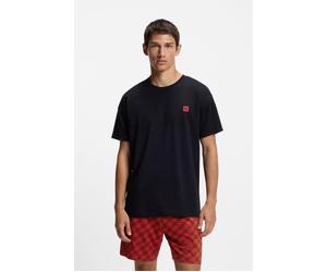 Shorty HUGO UNDERWEAR "Aaron", Herren, Gr. XL (54), schwarz, rot, Jersey, Obermaterial: 95% Baumwolle, 5% Elasthan, regular fit, Rundhals, Homewear-Sets Shorty, aus Stretch-Baumwolle mit Stack-Logos, 