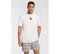 Shorty HUGO UNDERWEAR "CHECK", Herren, Gr. M, grau (dunkelgrau 022), Jersey, Obermaterial: 100% Baumwolle, Rundhals, Homewear-Sets Shorty, Oberteil unifarben, Hose kariert (44173608-M) dunkelgrau 022