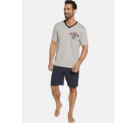 Shorty JAN VANDERSTORM "Kurzer Schlafanzug EDIN", Herren, Gr. L, grau (grau melange), Obermaterial: 88% Baumwolle CO. 12% Polyester COOLMAX PES(Coolmax)., Homewear-Sets Shorty (76597537-L) grau melang