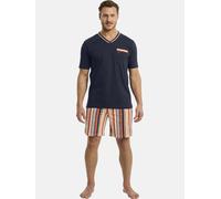 Shorty JAN VANDERSTORM "Kurzer Schlafanzug FREDSTEIN", Herren, Gr. XXL, blau (dunkelblau gemustert), Obermaterial: 100% Baumwolle CO., Homewear-Sets Shorty (78026139-XXL) dunkelblau gemustert