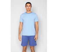 Shorty JOOP "Core", Herren, Gr. M, blau (endless sky, grau blau), Jersey, Obermaterial: 95% Baumwolle, 5% Elasthan, bequem kurz, Rundhals, Homewear-Sets Shorty, mit kurzem Arm und Rundhalsausschnitt,