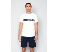 Shorty JOOP "Core", Herren, Gr. XXL, cloud dancer, schwarz sapphire, Jersey, Obermaterial: 95% Baumwolle, 5% Elasthan, bequem kurz, Rundhals, Homewear-Sets Shorty, mit kurzem Arm, Rundhalsausschnitt u