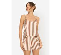 Shorty LSCN BY LASCANA, Damen, Gr. 36/38, braun, roségold, gestreift, Single Jersey, Obermaterial: 50% Baumwolle, 50% Viskose, gestreift, mehrfarbig, schmal hüftlang, V-Ausschnitt, Homewear-Sets Short