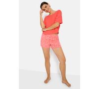 Shorty LSCN BY LASCANA, Damen, Gr. 36/38, rot (coralle), Rippware, Obermaterial: 92% Viskose, 8% Elasthan, oversize hüftlang, Rundhals, weit abgesteppt, Homewear-Sets Shorty, mit kleiner Zierknopfleis