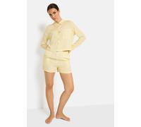 Shorty LSCN BY LASCANA, Damen, Gr. 44, gelb, Web, Obermaterial: 100% Viskose, unifarben, loose fit taillenbedeckt, eingesetzt 2-Knopf-Manschette, Homewear-Sets Shorty, aus leichtem Webmaterial (814354