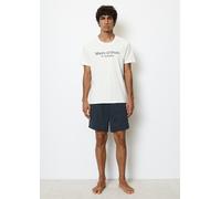 Shorty MARC O'POLO, Herren, Gr. L, weiß, Jersey, Obermaterial: 100% Baumwolle, bequem kurz, Rundhals, Homewear-Sets Shorty, Kurzarm, Shorts, Rundhalsausschnitt, Baumwolle (90832758-L) weiß