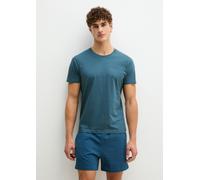 Shorty MARC O'POLO, Herren, Gr. XXL (62), gedämpftes blau, Jersey, Obermaterial: 100% Baumwolle, bequem kurz, Rundhals, Homewear-Sets Shorty, mit kurzem Arm, Rundhalsausschnitt und gemusterter Hose (8