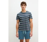 Shorty MARC O'POLO "Mix N Match Cotton", Herren, Gr. L (54), orion blau stripe, orion blau, Single Jersey, Obermaterial: 100% Baumwolle, bequem kurz, Rundhals, Homewear-Sets Shorty, mit Rundhalsaussch