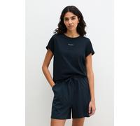 Shorty MARC O'POLO "Mix N Match Cotton Pyjama Set Short", Damen, Gr. L, schwarz navy, Jersey, Obermaterial: 100% Baumwolle, bequem kurz, Rundhals, Homewear-Sets Shorty, mit kurzem Arm und Rundhalsauss