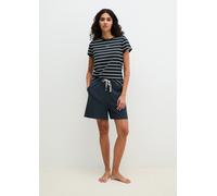 Shorty MARC O'POLO "Mix N Match Cotton Pyjama Set Short", Damen, Gr. XL, schwarz navy gestreift, Homewear-Sets Shorty, mit Streifen, Gummizug, Bindeband und seitlichen Taschen (41860242-XL) schwarz na