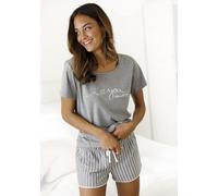 Shorty S.OLIVER, Damen, Gr. 40/42, grau (grau, meliert), Single Jersey, Obermaterial: 50% Baumwolle, 50% Viskose. Unterteil: 40% Baumwolle, 40% Viskose, 20% Polyester, Basic, Basic kurz, Rundhals, ein