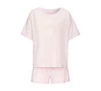 Shorty S.OLIVER, Damen, Gr. 40/42, rosa (hellrosa), Single Jersey, Obermaterial: 50% Baumwolle, 50% Viskose, modisch, lässig geschnitten kurz, Rundhals, Kurzarm angeschnitten abgesteppte Kante, Homewe