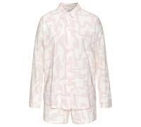 Shorty S.OLIVER, Damen, Gr. 48/50, rosa (rosa, weiß gemustert), Single Jersey, Obermaterial: 50% Baumwolle, 50% Viskose, modisch, lässig geschnitten kurz, V-Ausschnitt, Langarm 1-Knopf-Manschette, Hom