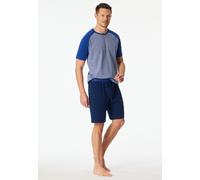 Shorty SCHIESSER "95/5 Nightwear", Herren, Gr. 56, 819, blau, Single Jersey, Obermaterial: 95% Baumwolle, 5% Elasthan, bequem kurz, Rundhals, Homewear-Sets Shorty, mit Rundhalsausschnitt, Kurzarm, in