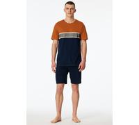 Shorty SCHIESSER "Casual Essentials", Herren, Gr. 48, blau (801, blau), Single Jersey, Obermaterial: 100% Baumwolle, bequem kurz, Rundhals, Homewear-Sets Shorty, mit Rundhalsausschnitt und kurzen Ärme