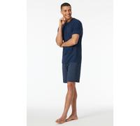 SCHIESSER Herren Schlafanzug, kurz - Casual Essentials, V-Ausschnitt, Baumwolle Dunkelblau XL