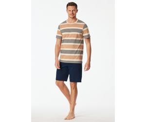 Shorty SCHIESSER "Casual Nightwear", Herren, Gr. 50, 604, gelb, Single Jersey, Obermaterial: 100% Baumwolle, bequem kurz, Rundhals, Homewear-Sets Shorty, mit Rundhalsausschnitt und kurzen Ärmeln, in S