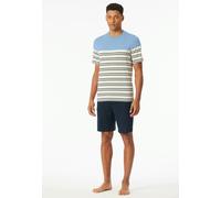 Shorty SCHIESSER "Casual Nightwear", Herren, Gr. 58, blau (838, pacific blau), Single Jersey, Obermaterial: 100% Baumwolle, Basic kurz, Rundhals, Homewear-Sets Shorty (93399843-58) 838, pacific blau